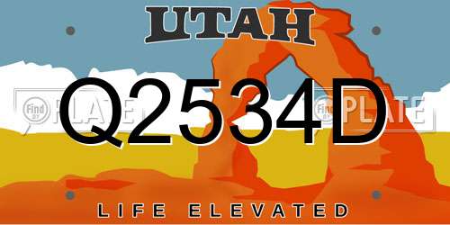 Q2534D Utah License Plate