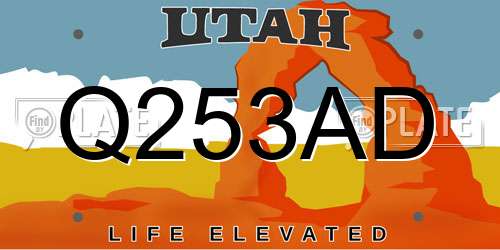 Q253AD Utah License Plate