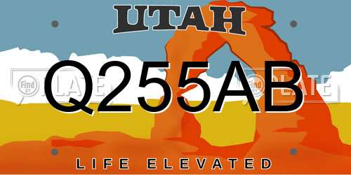 Q255AB Utah License Plate