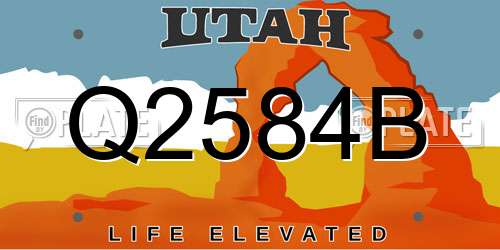 Q2584B Utah License Plate