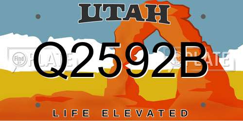 Q2592B Utah License Plate