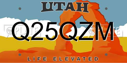 Q25QZM Utah License Plate