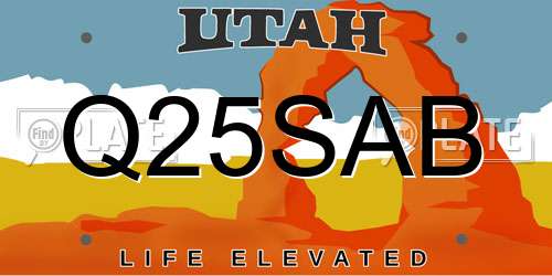Q25SAB Utah License Plate