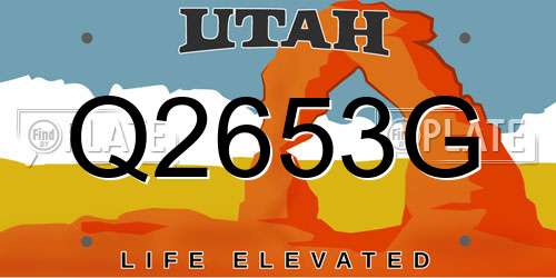 Q2653G Utah License Plate