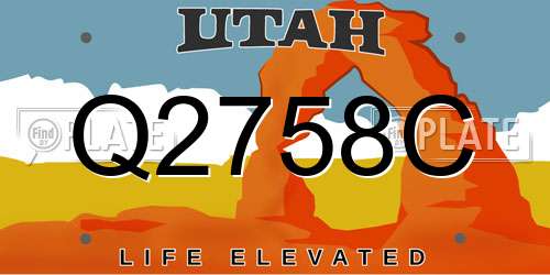 Q2758C Utah License Plate