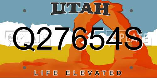 Q27654S Utah License Plate