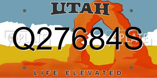 Q27684S Utah License Plate