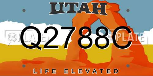 Q2788C Utah License Plate