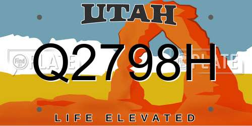 Q2798H Utah License Plate