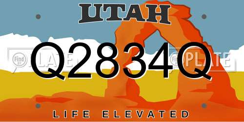 Q2834Q Utah License Plate