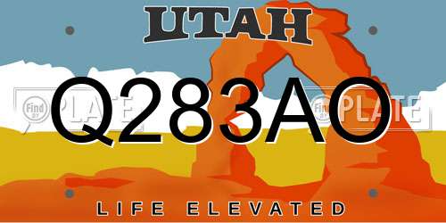 Q283AO Utah License Plate