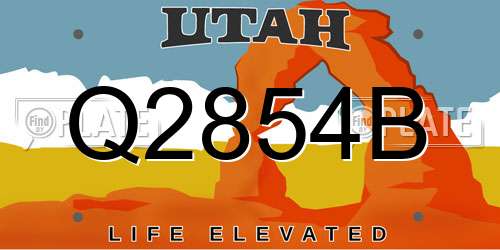 Q2854B Utah License Plate