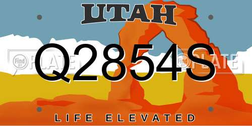 Q2854S Utah License Plate