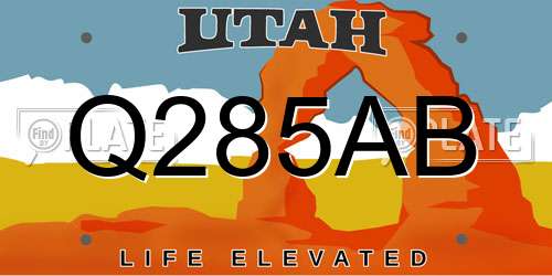 Q285AB Utah License Plate