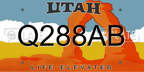 Q288AB Utah License Plate