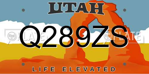 Q289ZS Utah License Plate