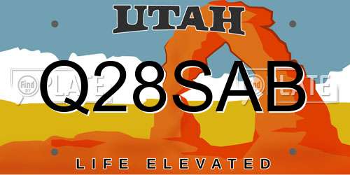 Q28SAB Utah License Plate