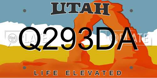 Q293DA Utah License Plate