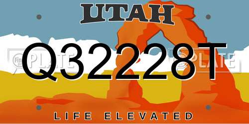 Q32228T Utah License Plate