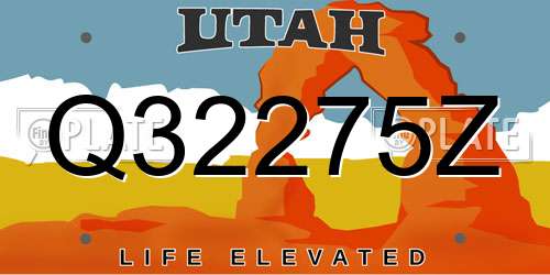 Q32275Z Utah License Plate
