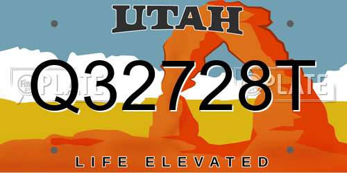 Q32728T Utah License Plate