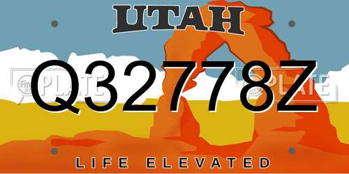 Q32778Z Utah License Plate