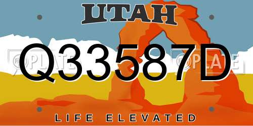 Q33587D Utah License Plate