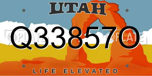 Q33857O Utah License Plate