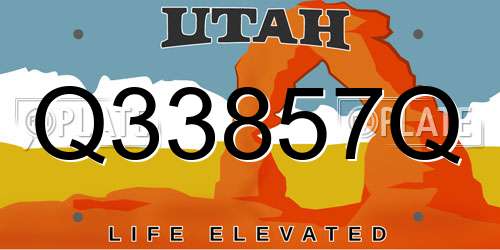 Q33857Q Utah License Plate
