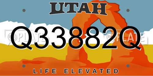 Q33882Q Utah License Plate