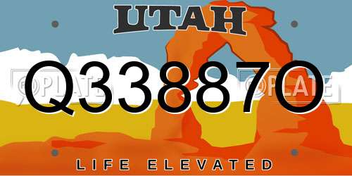 Q33887O Utah License Plate