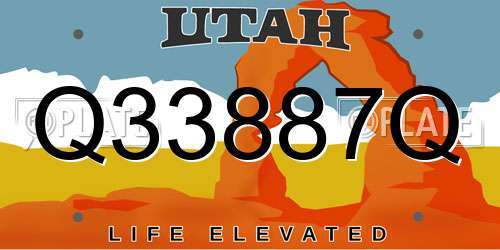 Q33887Q Utah License Plate