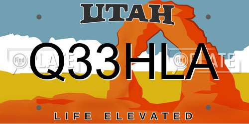 Q33HLA Utah License Plate