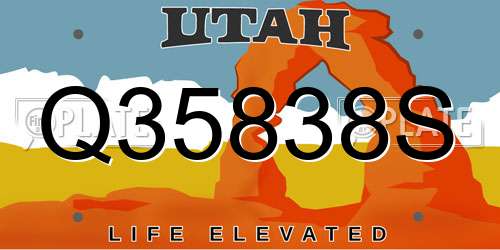 Q35838S Utah License Plate
