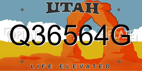 Q36564G Utah License Plate