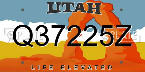Q37225Z Utah License Plate