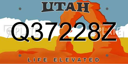 Q37228Z Utah License Plate