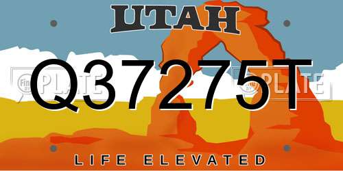Q37275T Utah License Plate