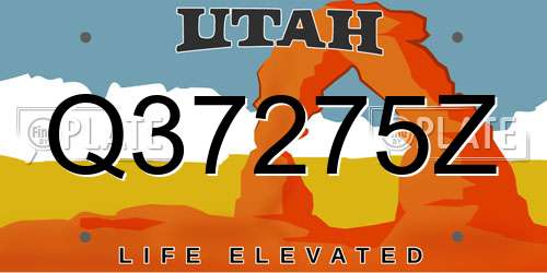 Q37275Z Utah License Plate