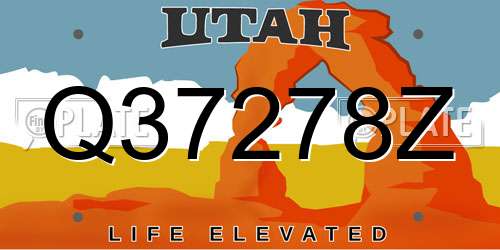Q37278Z Utah License Plate