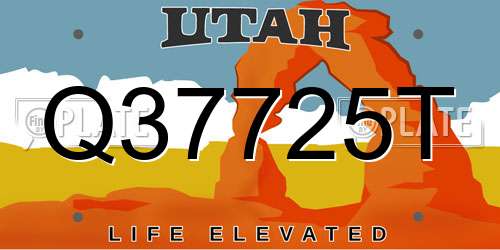 Q37725T Utah License Plate