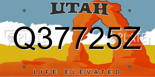 Q37725Z Utah License Plate