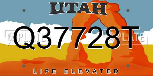 Q37728T Utah License Plate