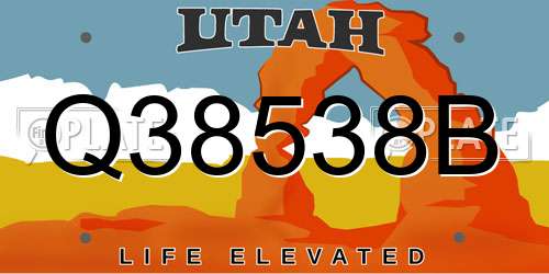 Q38538B Utah License Plate
