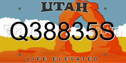 Q38835S Utah License Plate
