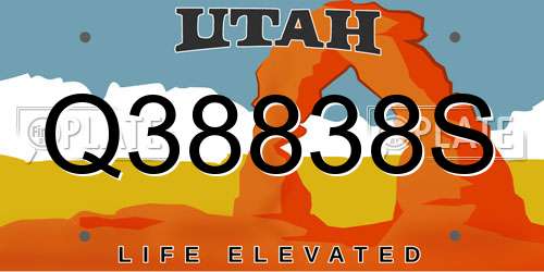 Q38838S Utah License Plate