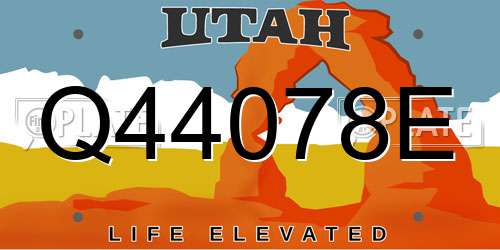 Q44078E Utah License Plate