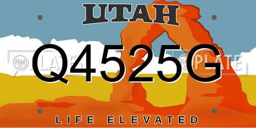 Q4525G Utah License Plate