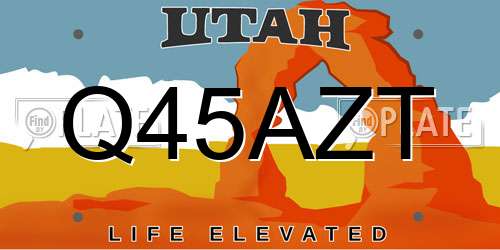 Q45AZT Utah License Plate