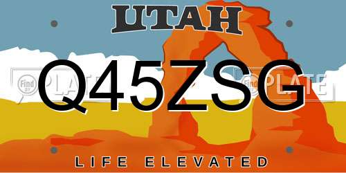 Q45ZSG Utah License Plate